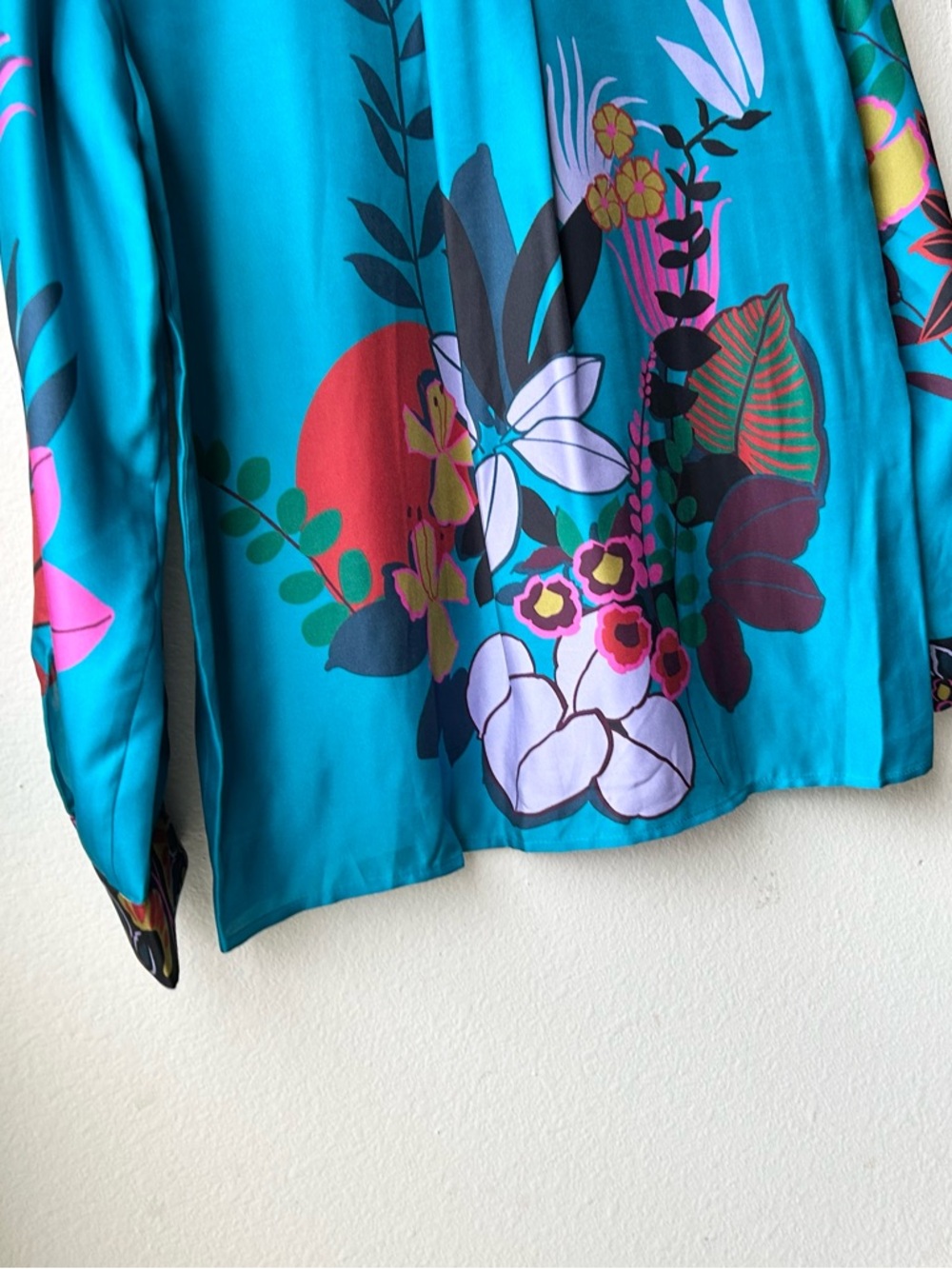 NWT Johnny Was Jade Blue Green JACQUELINE BUTTON DOWN SHIRT HOUSE OF FLORES Sz S - Picture 11 of 13